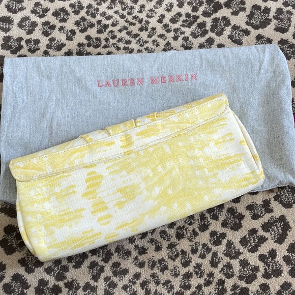 Lauren Merkin Yellow Snakeskin Print Clutch
